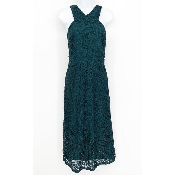 Sam Edelman Womens Lace Sheath Dress 6 Teal Green Midi Sleeveless NWT - Picture 3 of 13